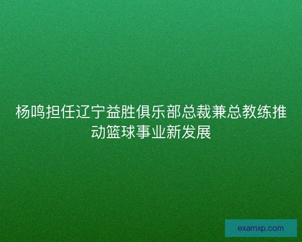 杨鸣担任辽宁益胜俱乐部总裁兼总教练推动篮球事业新发展