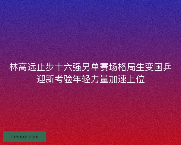 林高远止步十六强男单赛场格局生变国乒迎新考验年轻力量加速上位
