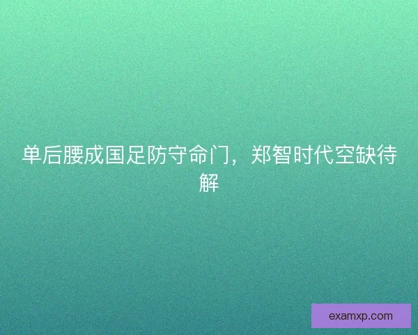 单后腰成国足防守命门，郑智时代空缺待解